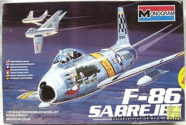 Monogram 1/48 North American F-86 Sabre Jet - 'The Huff' or 'Miss Jenny', 5427 plastic model kit